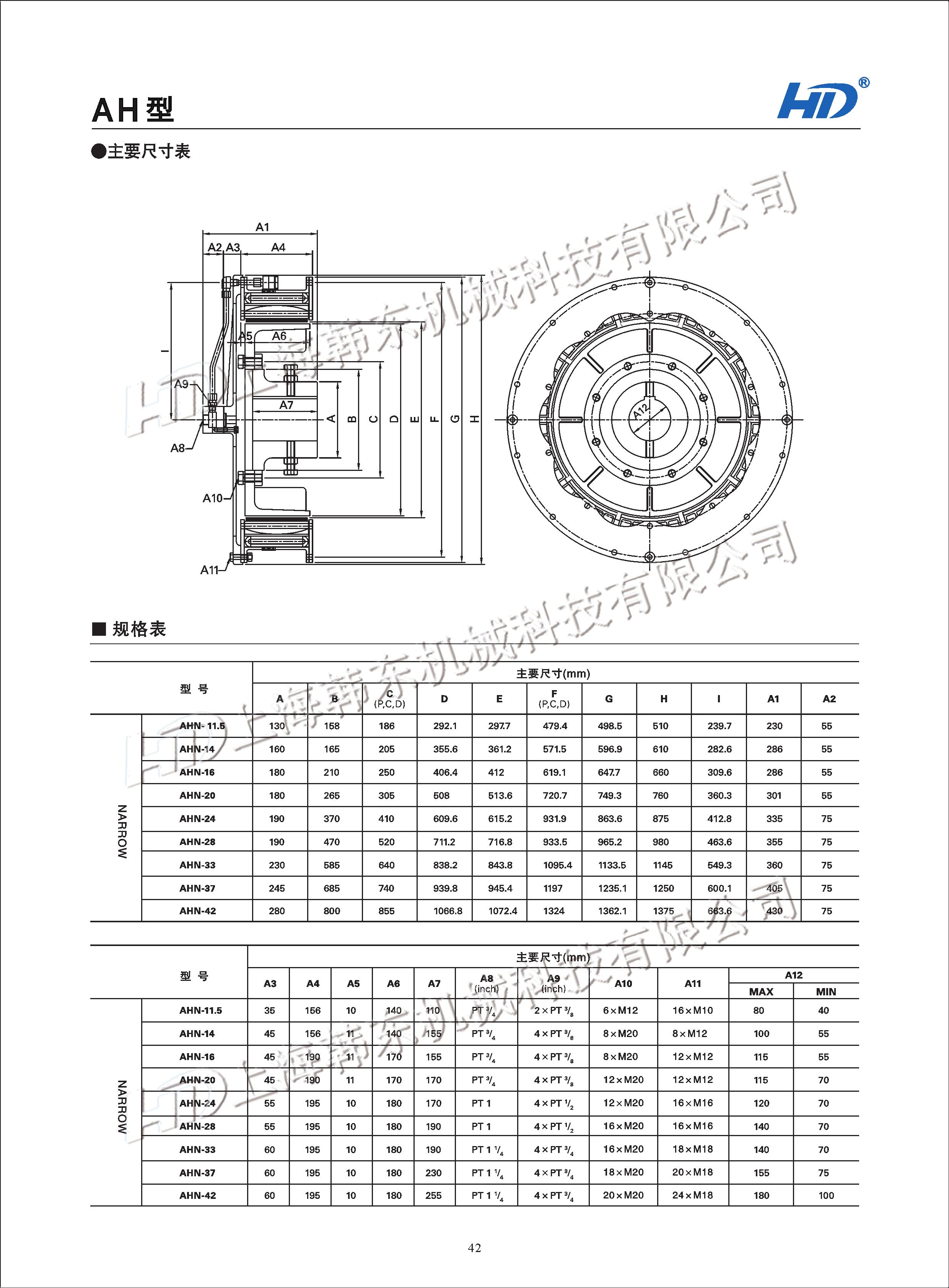 氣胎鼓型離合器AH型號