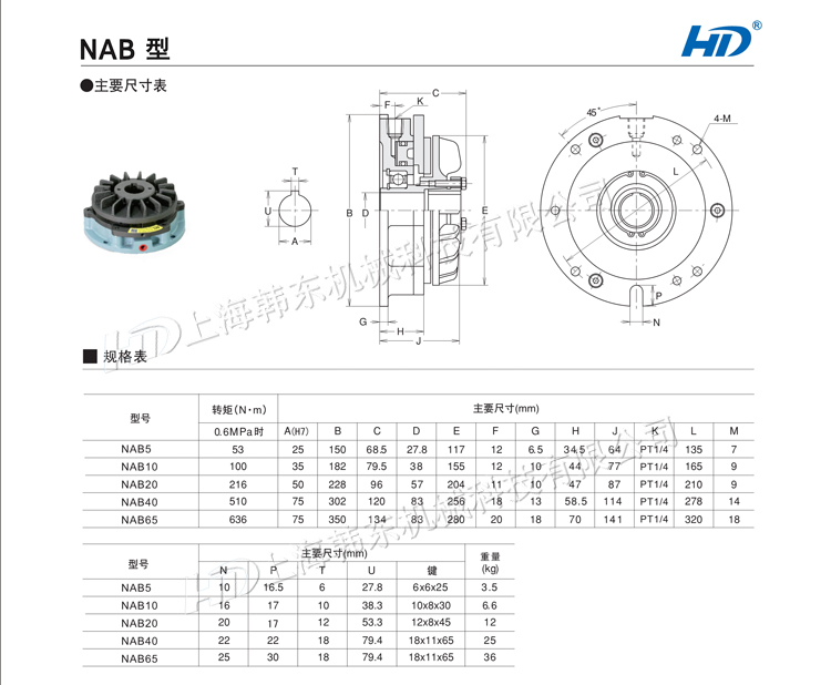 NAB氣動剎車型號